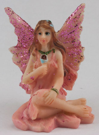 Dollhouse Miniature Small Fairy w/ Legs to Side, Pink Dress